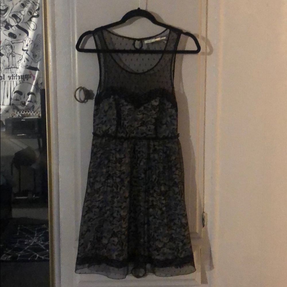 ⚫️KIMCHI BLUE/ Dotted Mesh Over-lay Dress⚫️